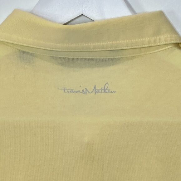 Travis Mathew Palm Tree Stripe Short Sleeve Golf Polo Shirt Yellow Men's M NWOT - Picture 5 of 9
